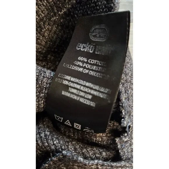 Ecko Unltd Hoodie Mens Med Gray Waffle Knit Pullover Logo Y2K Skate Hip Hop - Picture 3 of 7